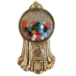 1928 Brand Gold Tone Multi Color Articulated Gum Ball Machine Pin Brooch K78